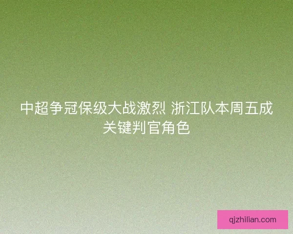 中超争冠保级大战激烈 浙江队本周五成关键判官角色