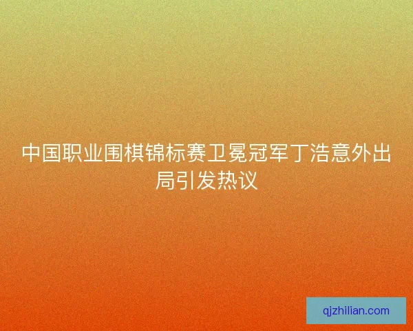 中国职业围棋锦标赛卫冕冠军丁浩意外出局引发热议